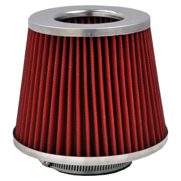 UNIVERSAL AIR FILTER RED GAUZE CHROME TOP